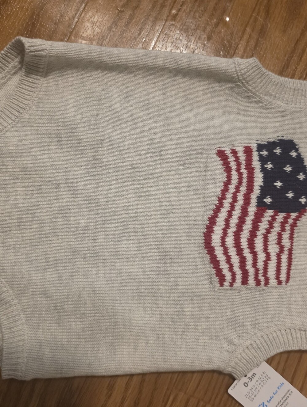 Men's Cream Crewneck Sweater with Flag Motif